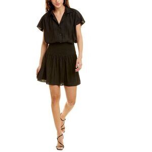 Ramy Brook Tracy Mini Dress NWT Womens S Small Black Blouson Shirtdress MSRP$425